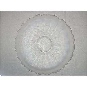 White Northwood Carnival Glass Peacock & Urn Large Bowl Ice Blue Cream Bowl 10in